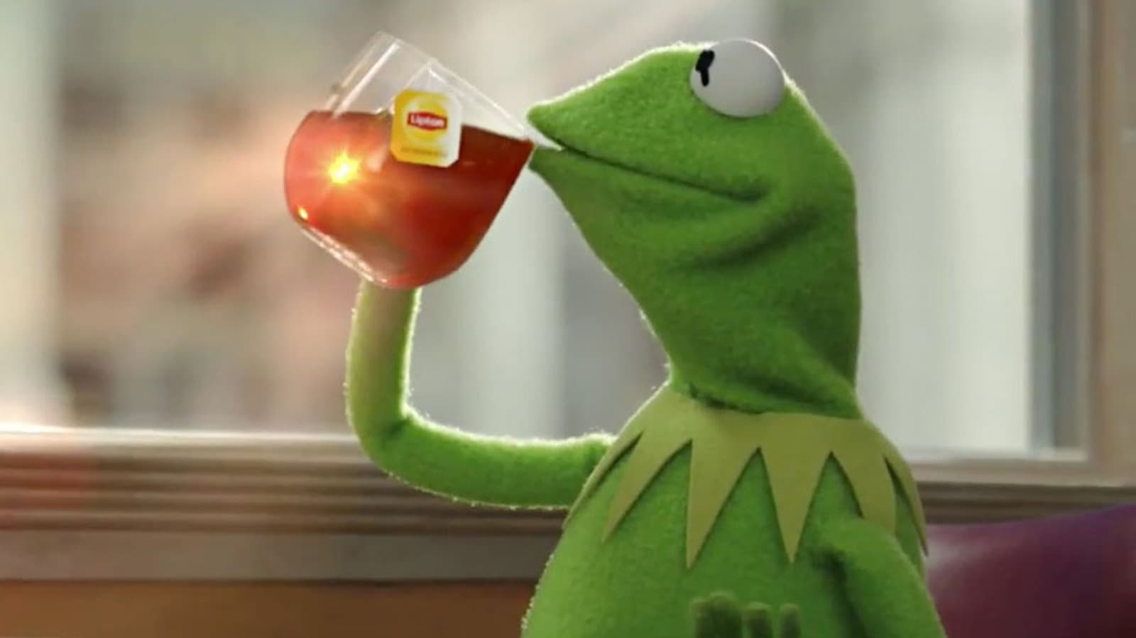 Picture of Kermit sipping tea.